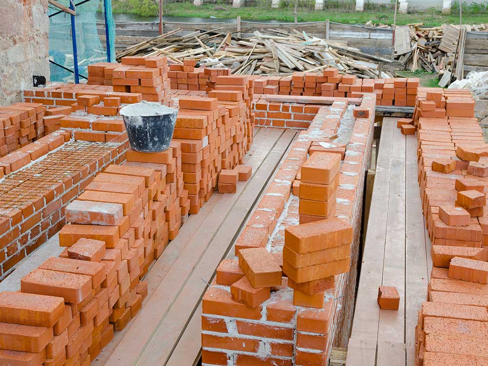 Bricks lined up at a site