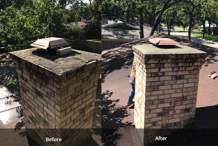 Chimney Work Before and After - Brick Experts McKinney, TX